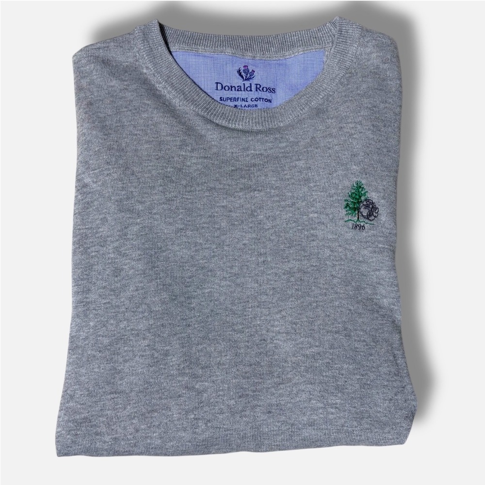 Donald‎ Ross Mens XL Gray Superfine Cotton Crewneck Pullover Sweater Tree GOLF